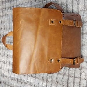 LXY Vegan Leather Backpack Vintage Laptop Bag, Purse, Travel Bag, Unisex Brown